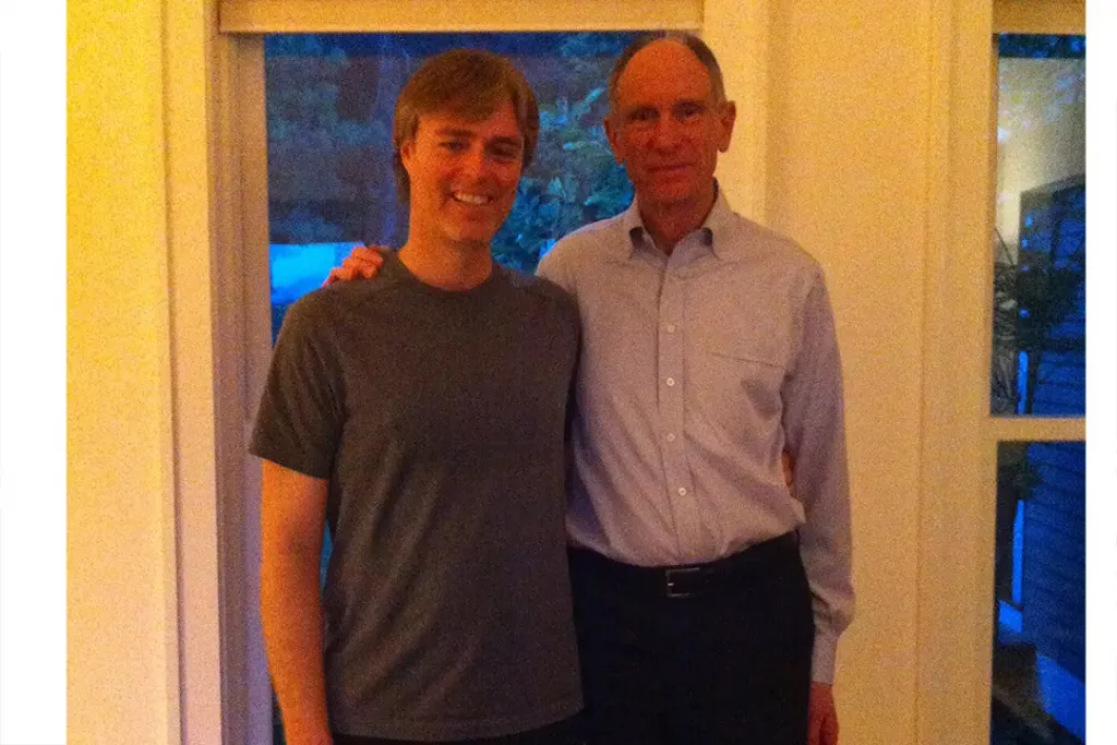 Johnathan Woodside with Joseph Goldstein, 2015 — Insight Meditation teacher and mentor together after a retreat.